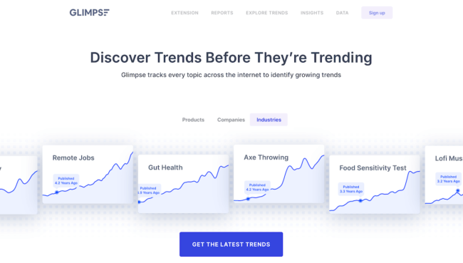 Trend-spotting website - Glimpse