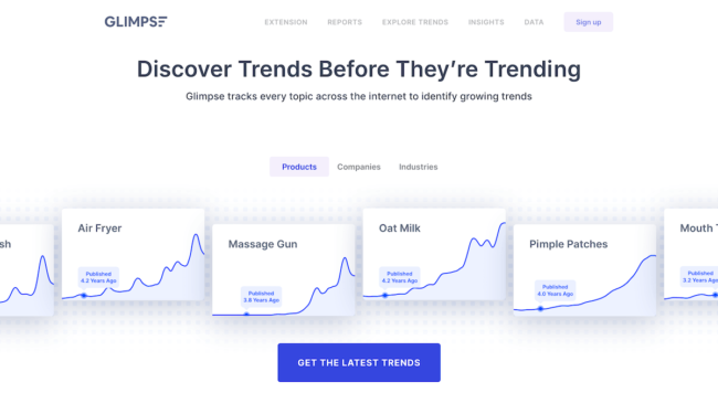 Glimpse - Trend-spotting website