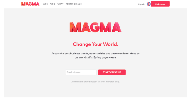 Magma - Trends website homepage